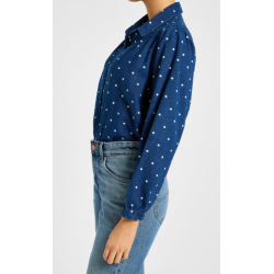 LEE SKJORTE SHIRRED BLOUSE DOTTED INDIGO