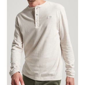 SUPERDRY VIINTAGE LOGO EMB LONG SLEVE HENLEY OAT CREAM MARL