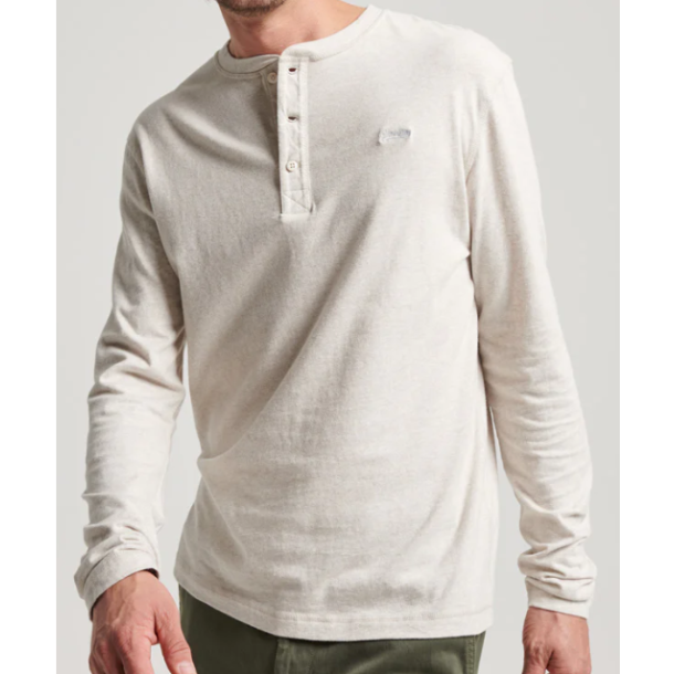 SUPERDRY VIINTAGE LOGO EMB LONG SLEVE HENLEY OAT CREAM MARL