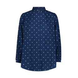 LEE SKJORTE SHIRRED BLOUSE DOTTED INDIGO