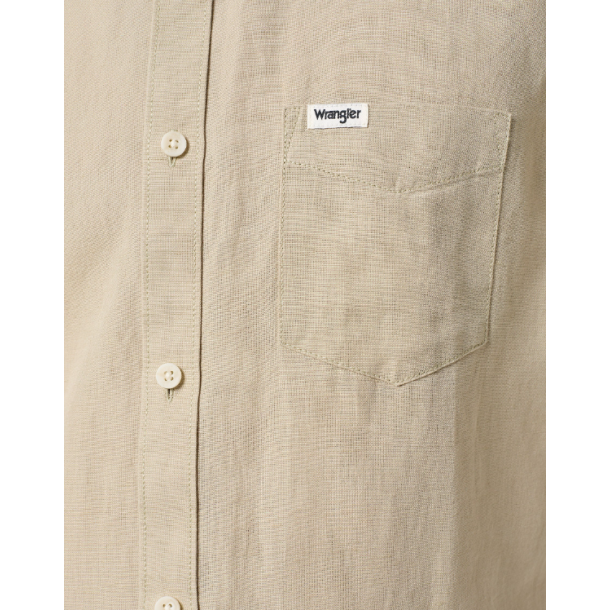 WRANGLER SKJORTE KORT RME  LYS BEIGE (HR/BOMULD)