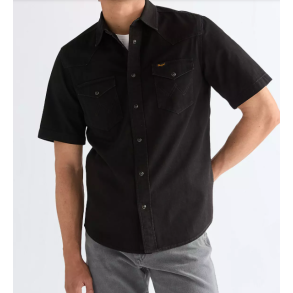 WRANGLER SKJORTE SORT COWBOYSKJORTE KORT �RME