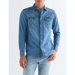 WRANGLER COWBOYSKJORTE (MID LIGHT WASH)