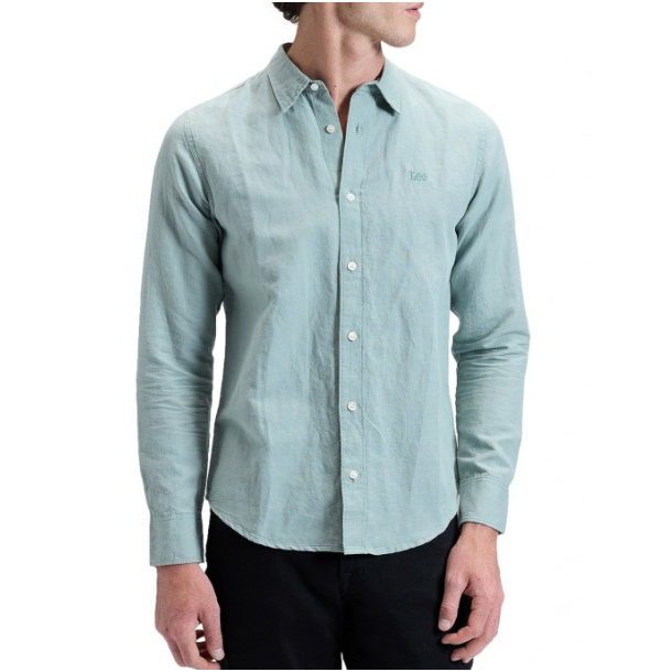 LEE SKJORTE LANG �RME  MINT/GR�N (H�R/BOMULD)