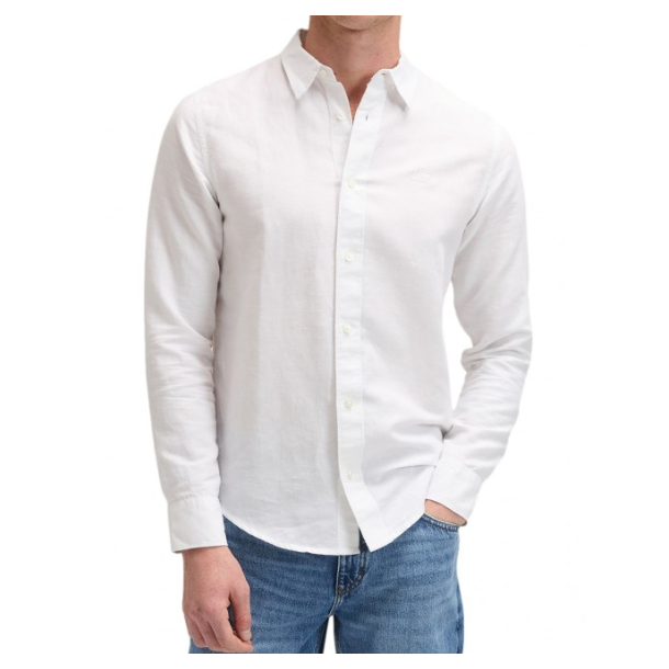 LEE SKJORTE LANG �RME  HVID (H�R/BOMULD)