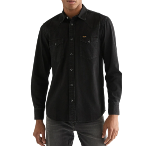 WRANGLER COWBOYSKJORTE SORT