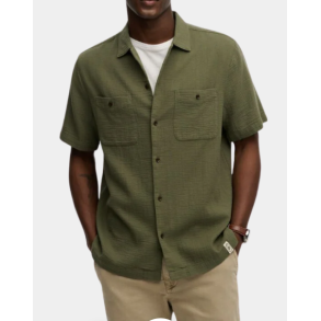 SUPERDRY SKJORTE KORT �RME GR�N