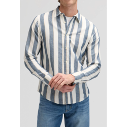 LEE SKJORTE LANG �RME  BL�/HVID STRIB (H�R/BOMULD)