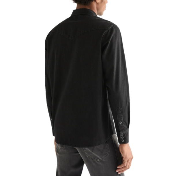 WRANGLER COWBOYSKJORTE SORT
