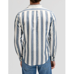 LEE SKJORTE LANG �RME  BL�/HVID STRIB (H�R/BOMULD)