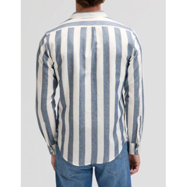 LEE SKJORTE LANG �RME  BL�/HVID STRIB (H�R/BOMULD)