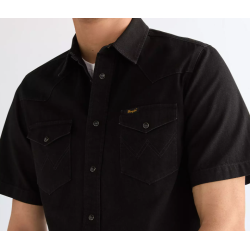 WRANGLER SKJORTE SORT COWBOYSKJORTE KORT �RME
