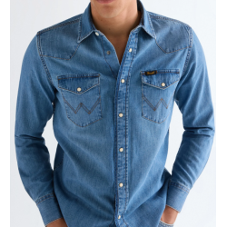 WRANGLER COWBOYSKJORTE (MID LIGHT WASH)