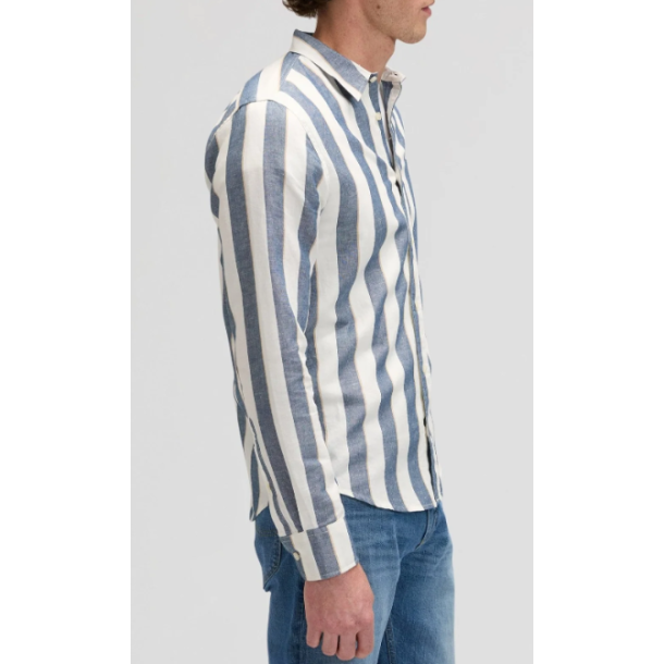 LEE SKJORTE LANG �RME  BL�/HVID STRIB (H�R/BOMULD)