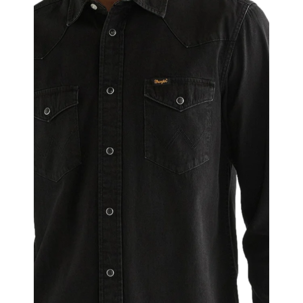 WRANGLER COWBOYSKJORTE SORT