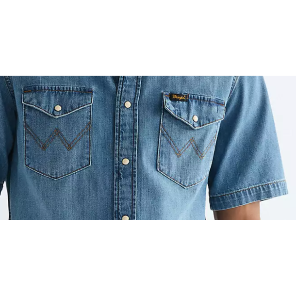 WRANGLER SKJORTE COWBOYSKJORTE  KORT �RME.  