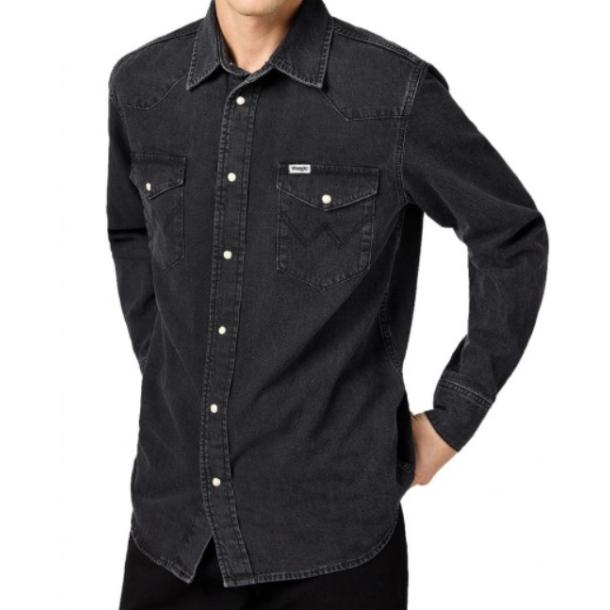 WRANGLER COWBOYSKJORTE (SORT) (F STR.)