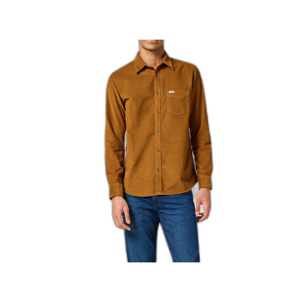 WRANGLER SKJORTE LANG RME BRUN (FLJL)
