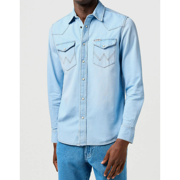 WRANGLER COWBOYSKJORTE  LYSE BL  L