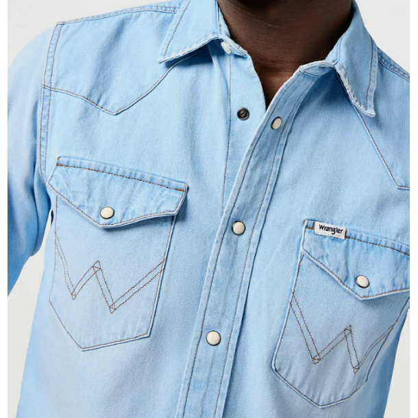 WRANGLER COWBOYSKJORTE  LYSE BL  (F STR.)
