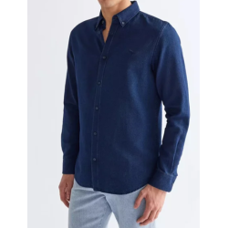 WRANGLER SKJORTE LANG �RMET INDIGOBL�