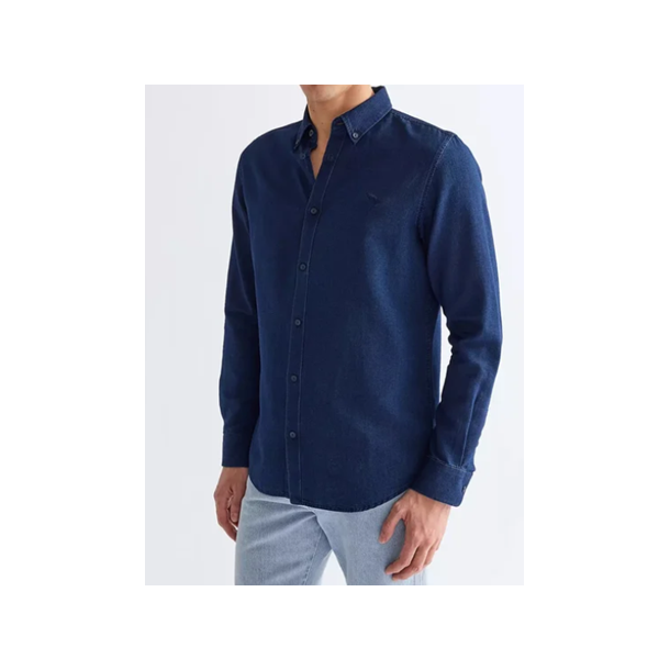 WRANGLER SKJORTE LANG �RMET INDIGOBL�