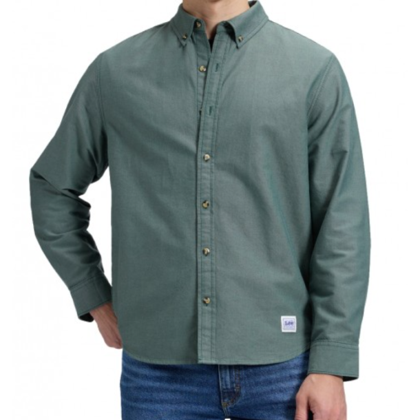 LEE SKJORTE LANG �RME  BL� DUSTY GREEN