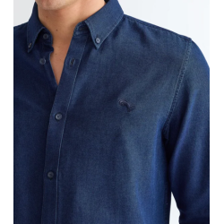 WRANGLER SKJORTE LANG �RMET INDIGOBL�