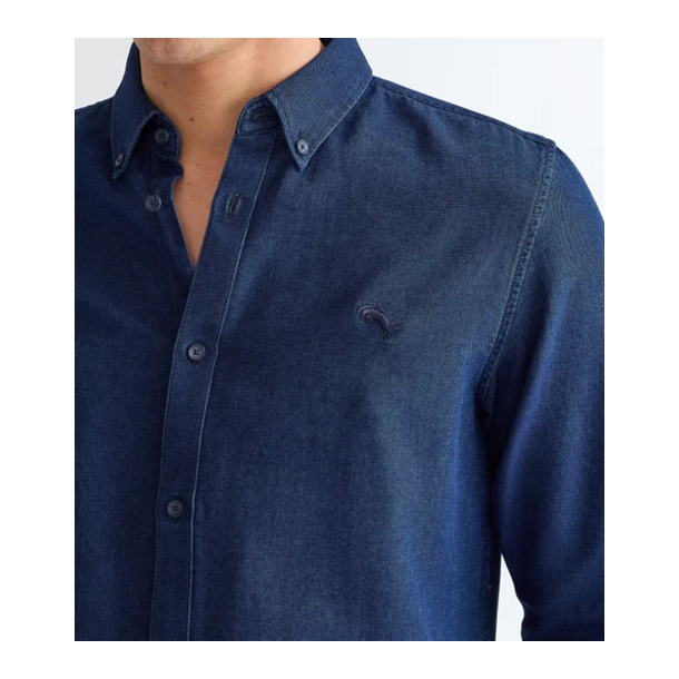 WRANGLER SKJORTE LANG �RMET INDIGOBL�