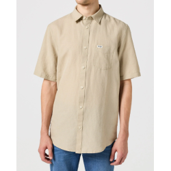 WRANGLER SKJORTE KORT RME  LYS BEIGE (HR/BOMULD)