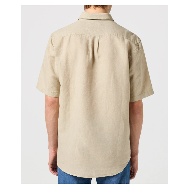 WRANGLER SKJORTE KORT RME  LYS BEIGE (HR/BOMULD)